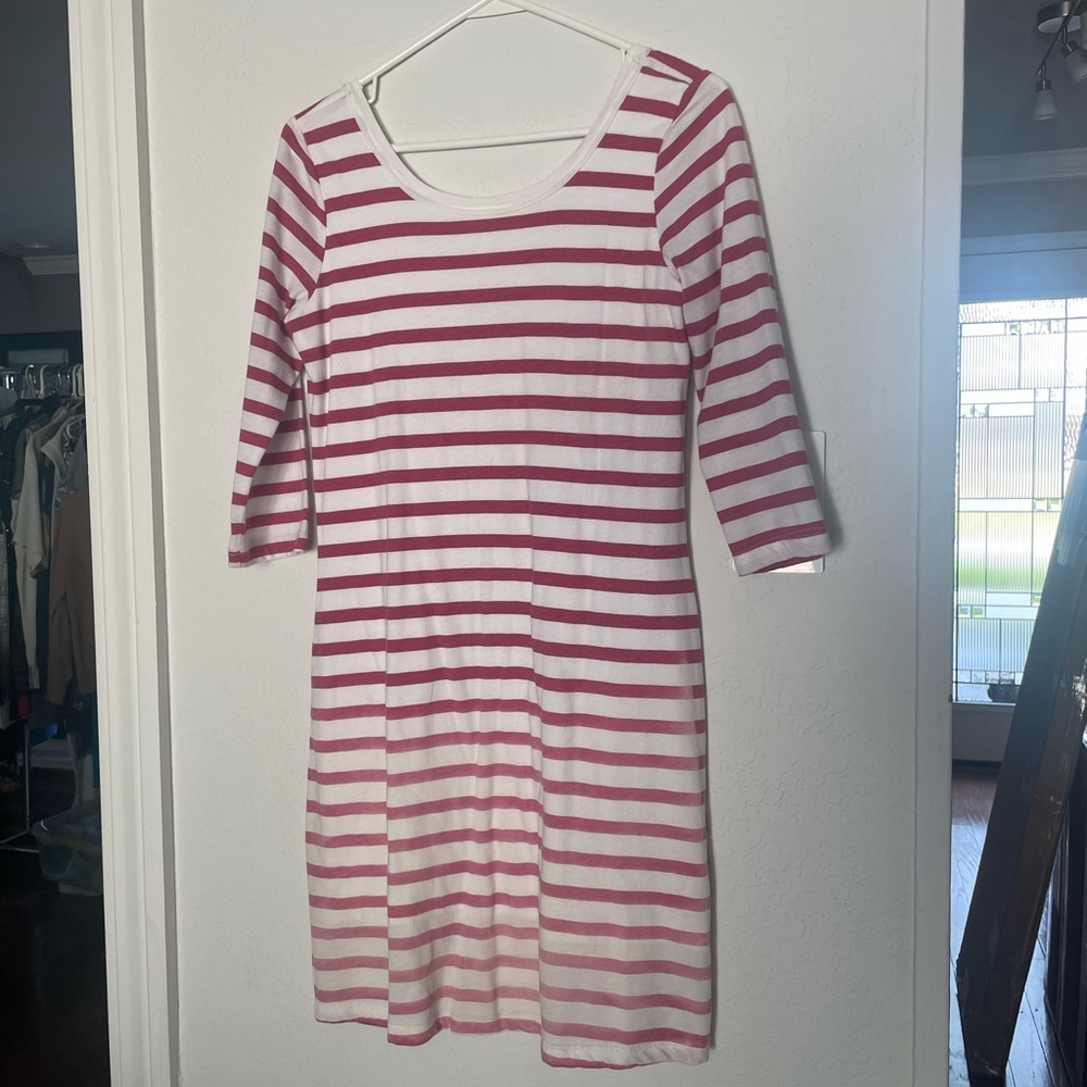 Splendid double scoop neck pink ombre striped dress, XS